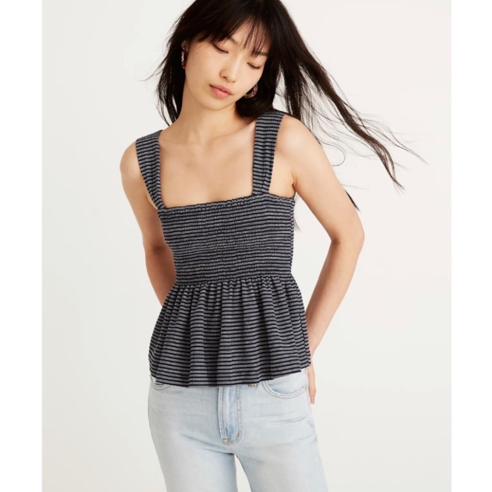 Madewell TEXTURE & THREAD ruched peplum tank top